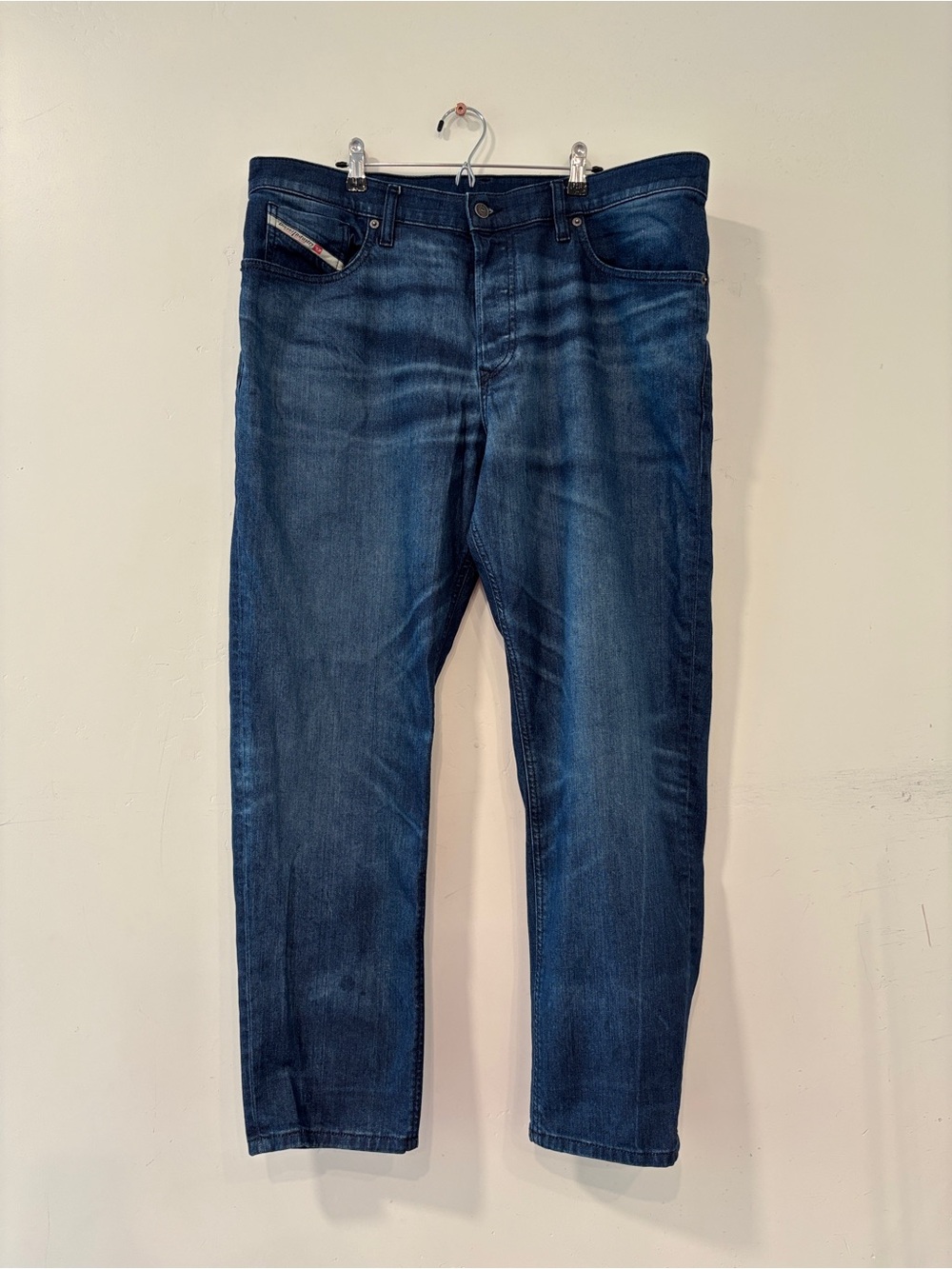 Diesel 2005 D-Fining Jeans Mens Size 38 Blue Tapered Distressed Denim Button Fly
